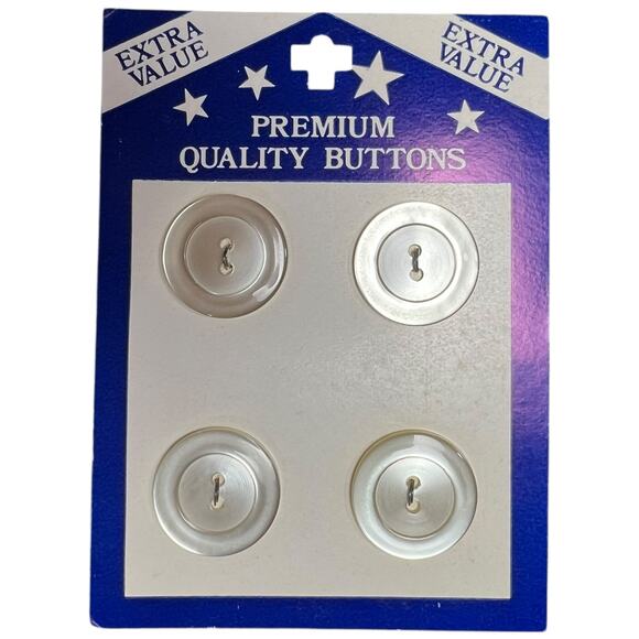 Vintage Premium Clear Translucent Buttons 4pc Card Two Hole Sew - Picture 1 of 2